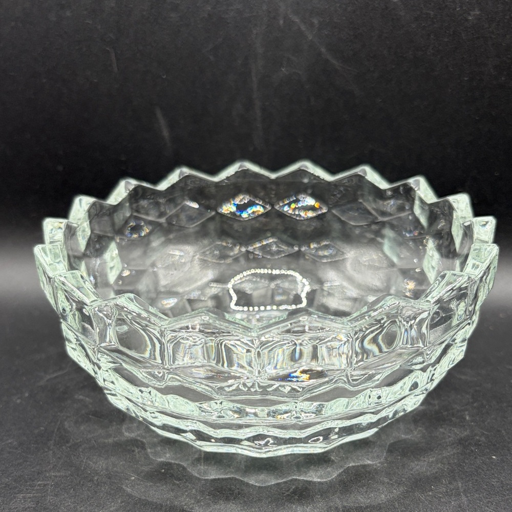 Vintage Glass Cubist Fairy Lamp Fairy Light Base Bottom Upcycle Sawtooth Bowl